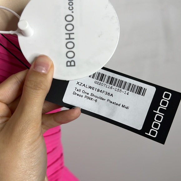 Pink One Shoulder Midi Dress - Picture 9 of 10